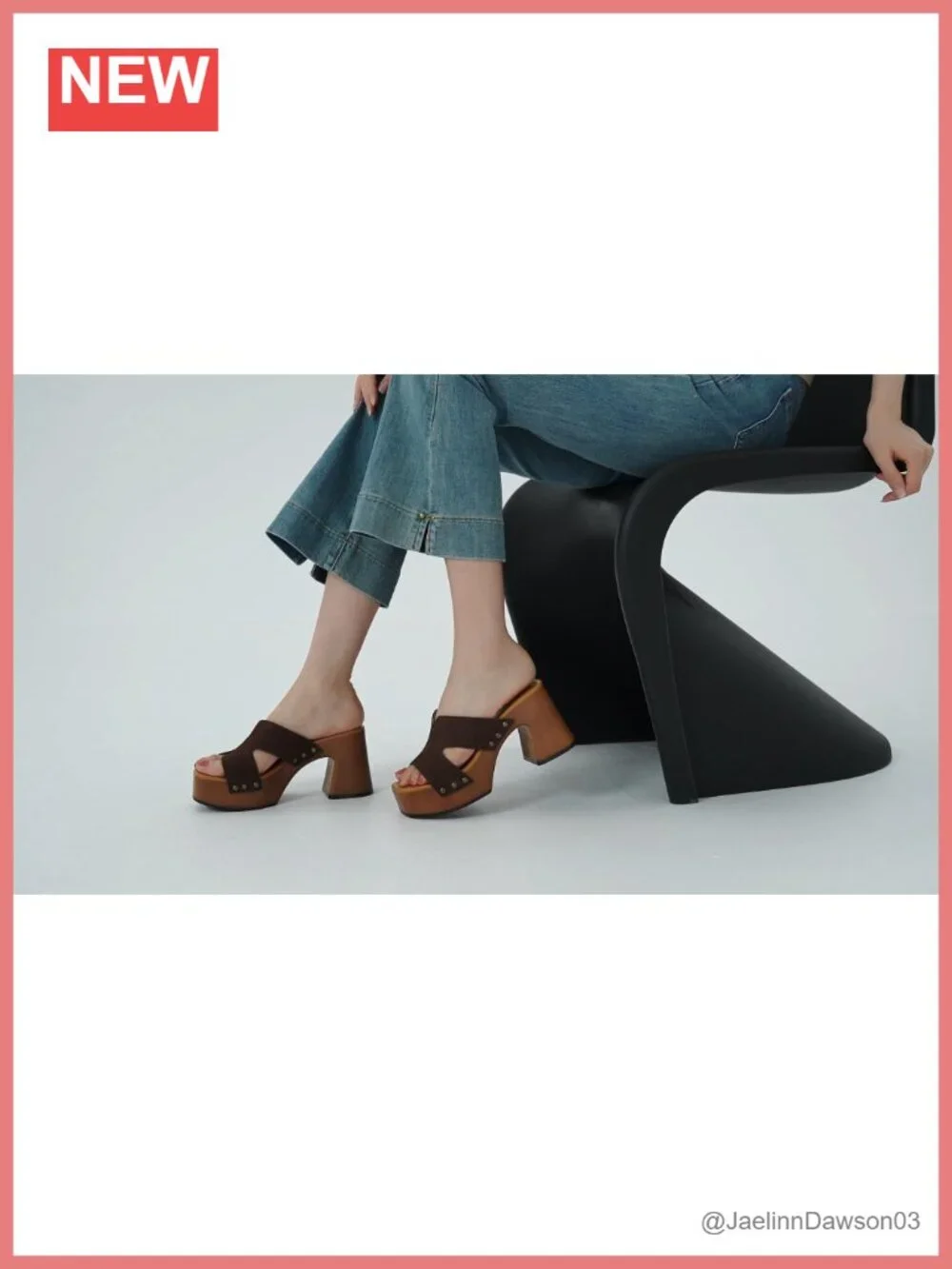 Chunky Platform Sandals Studded Square Block Heel Slip On Summer Women Casual